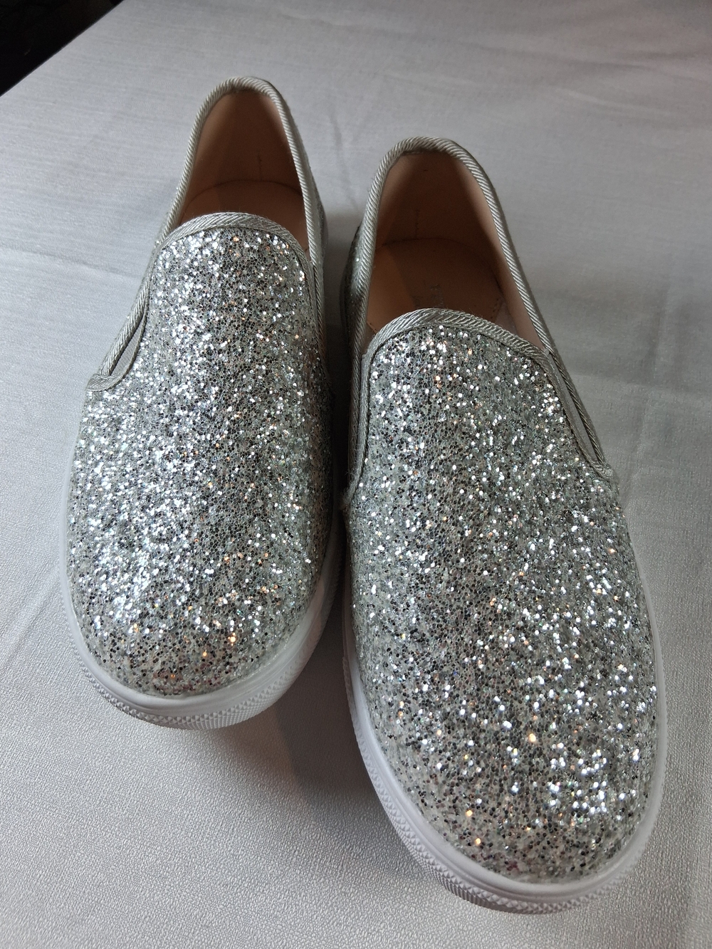 sku281. Fever Sole Silver Glitter Slip-on Women's Size 37/ 6.5-7 US